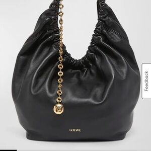 Loewe Black Hobo Bag with Gold Chain
